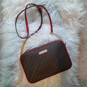 Michael Kors Crossbody Brand New Brown Red Leather